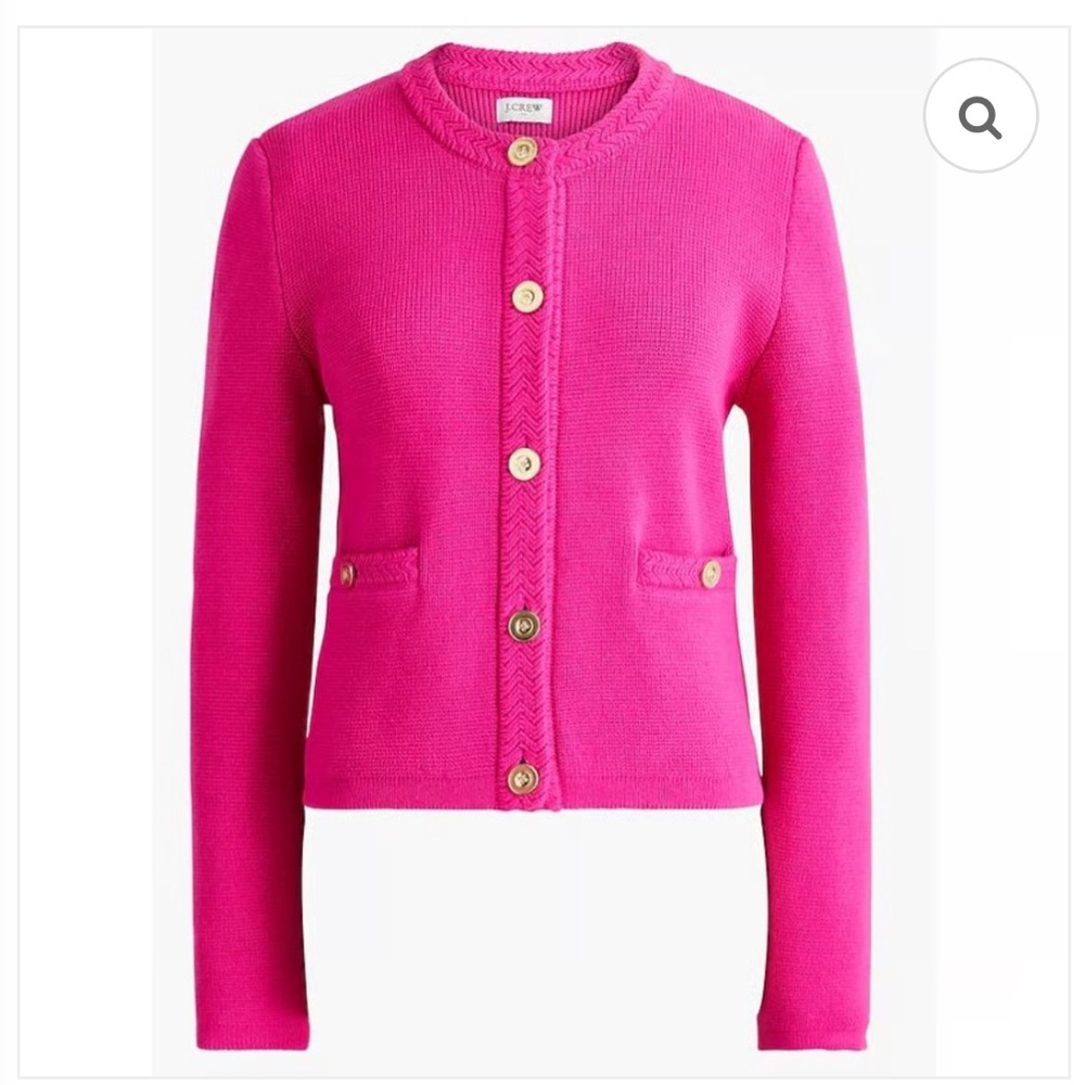 Pink J. Crew Cotton Lady Jacket Sweater Cardigan